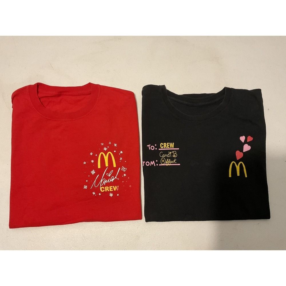 Lot Of 2 McDonalds Employee Tshirts‎ - Cardi B Offset Mariah Carey Mens Large